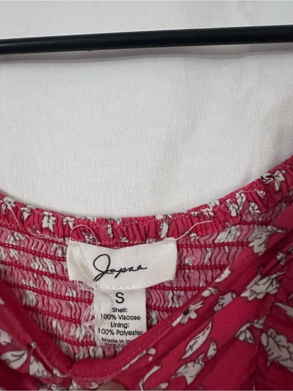 Japna Red Floral Drawstring Ruched Crop Top - Picture 3 of 4